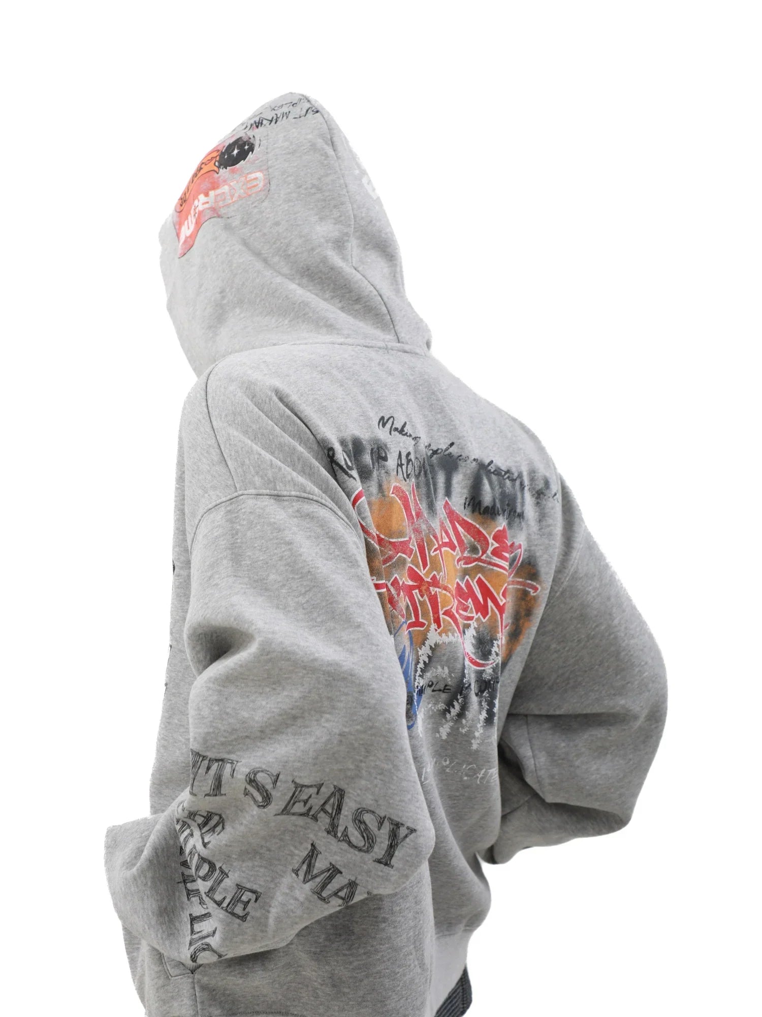 Sweat à capuche zippé à imprimé graffiti