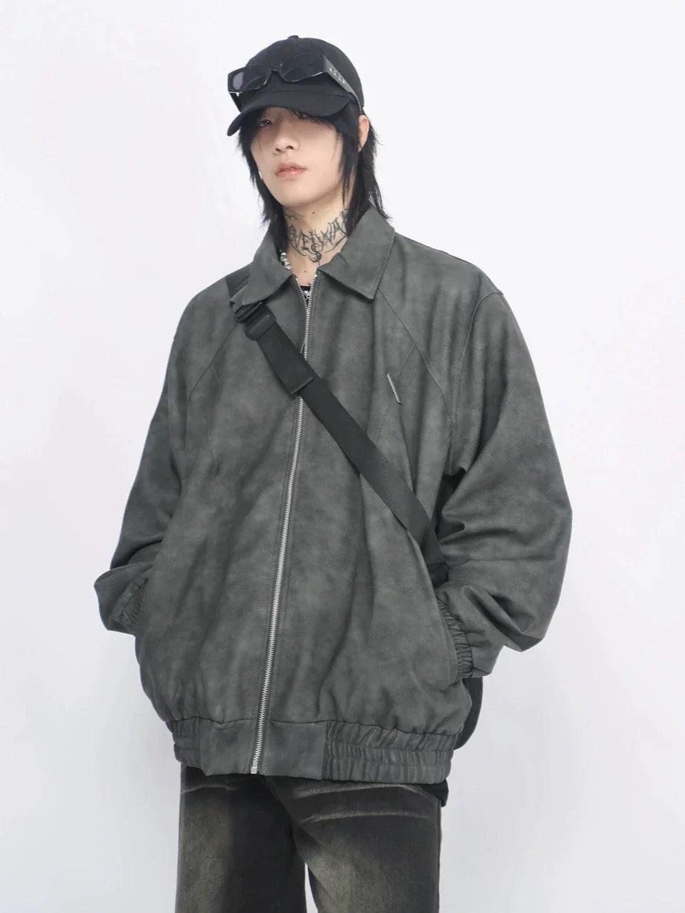 Zipper PU Leather Jacket