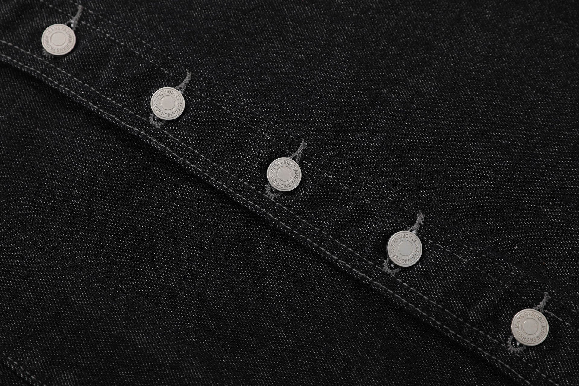 Raw Asymmetrical Button Denim Jort