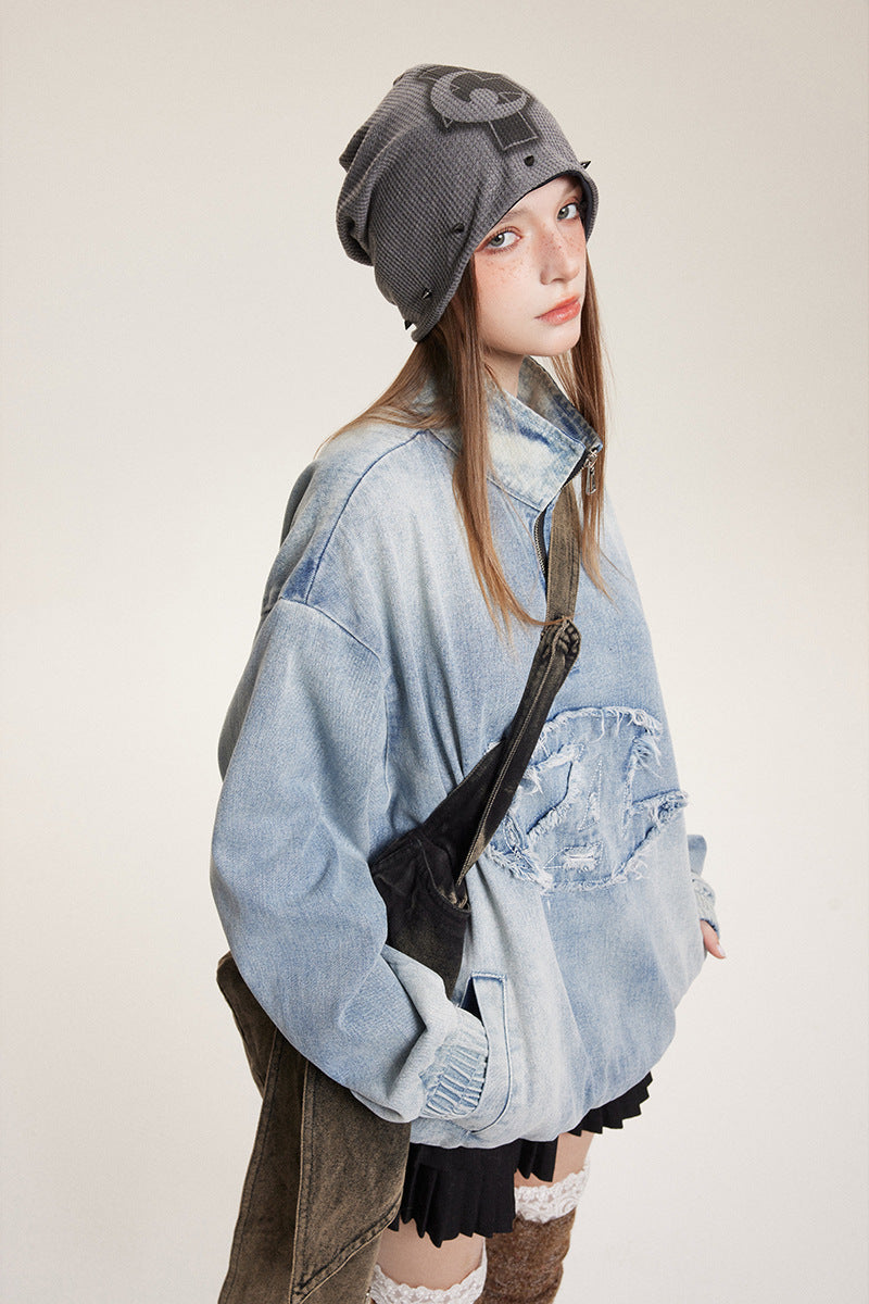 Sweat-shirt ample en denim délavé