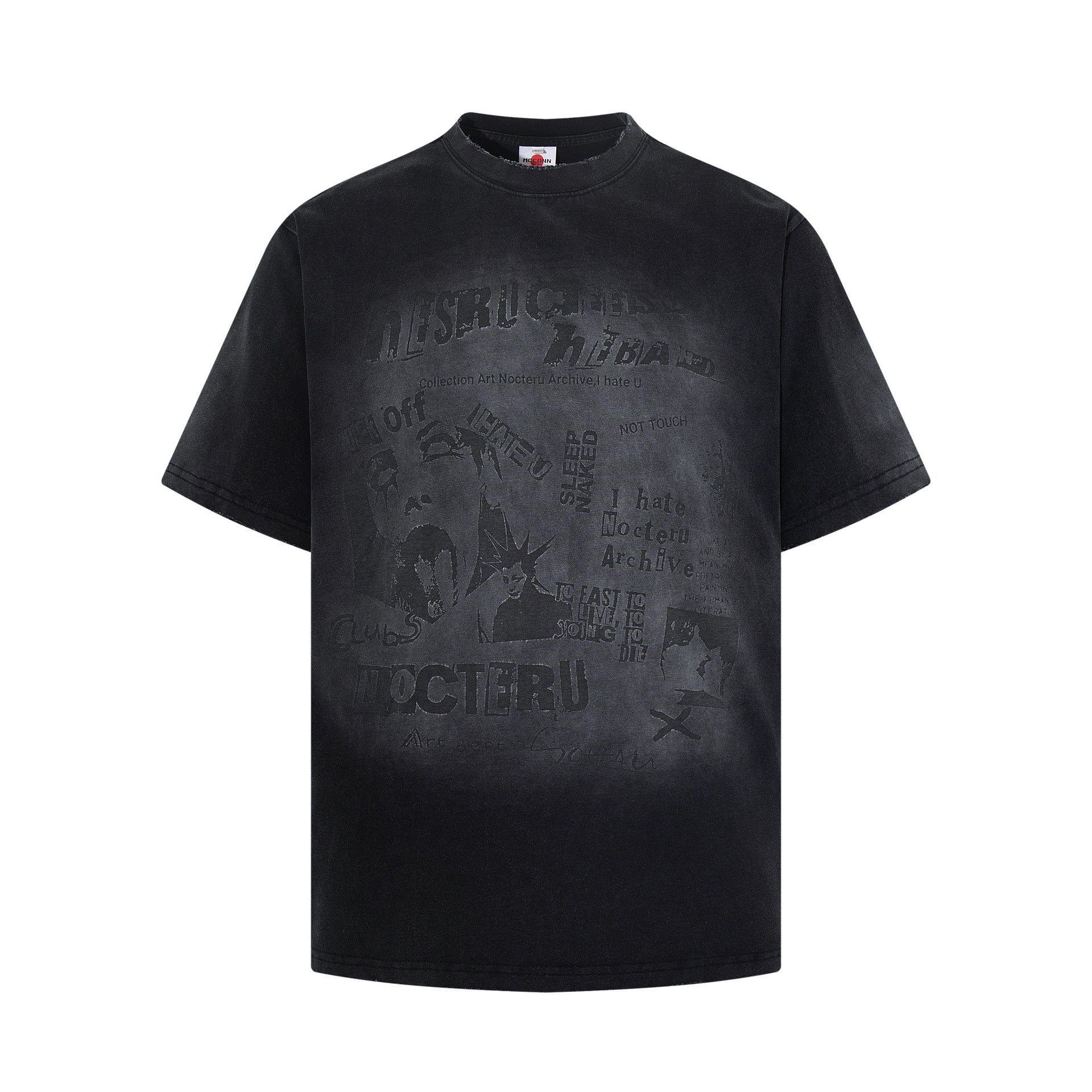 Washed Illustration Letter Print Short Sleeve T-Shirt