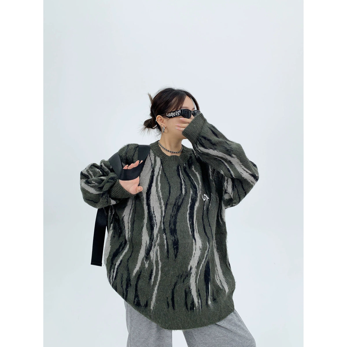 Pull oversize en maille à rayures Mrble