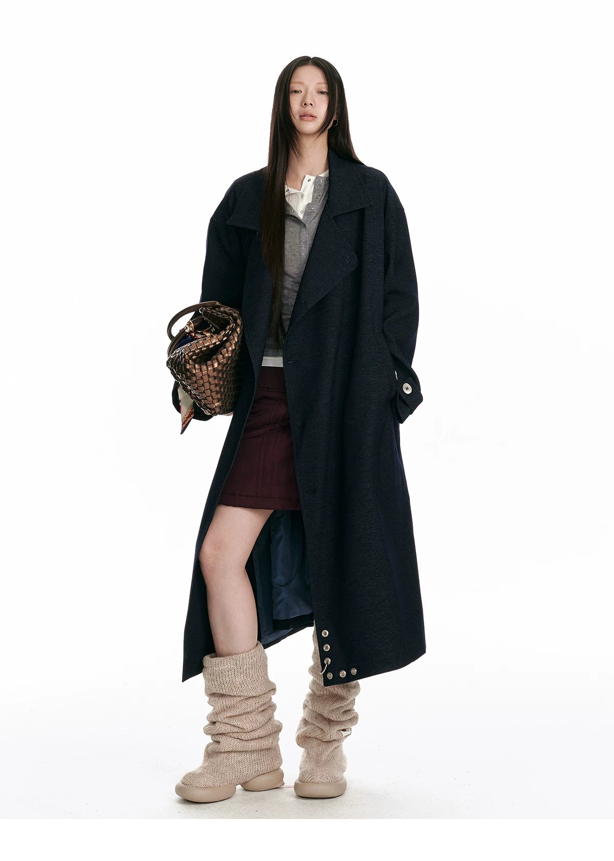 Double-Breasted Large Lapel Long Coat