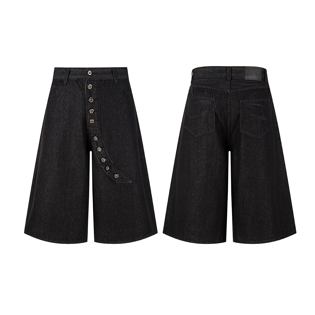 Washed Wide Leg Denim Short Pants