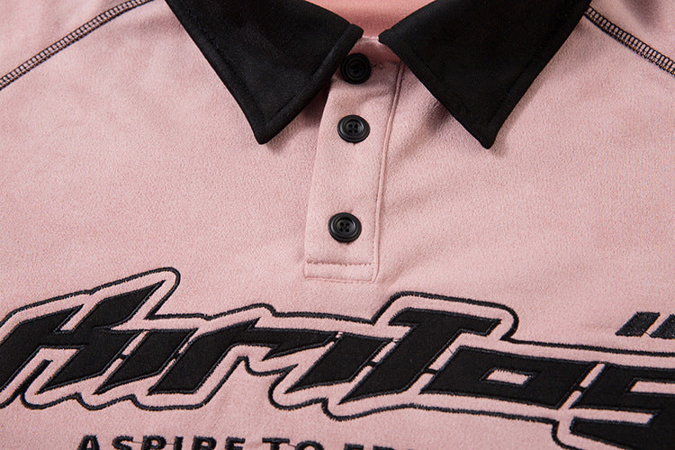 Roll-neck Embroidered Polo T-shirt