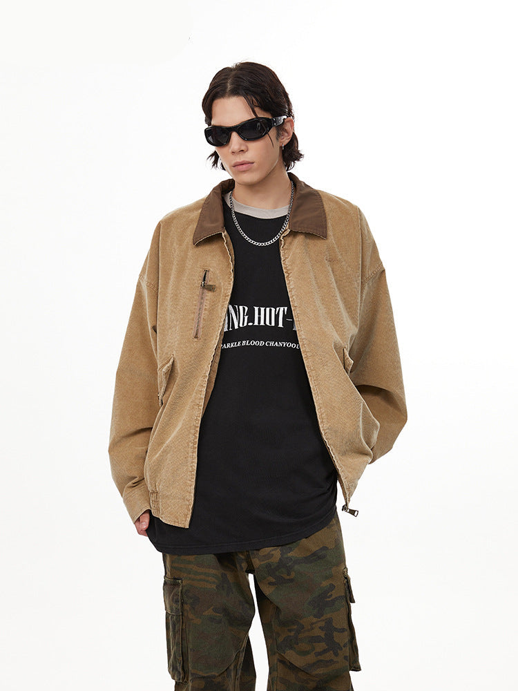 Retro Washed Cargo Denim Jacket