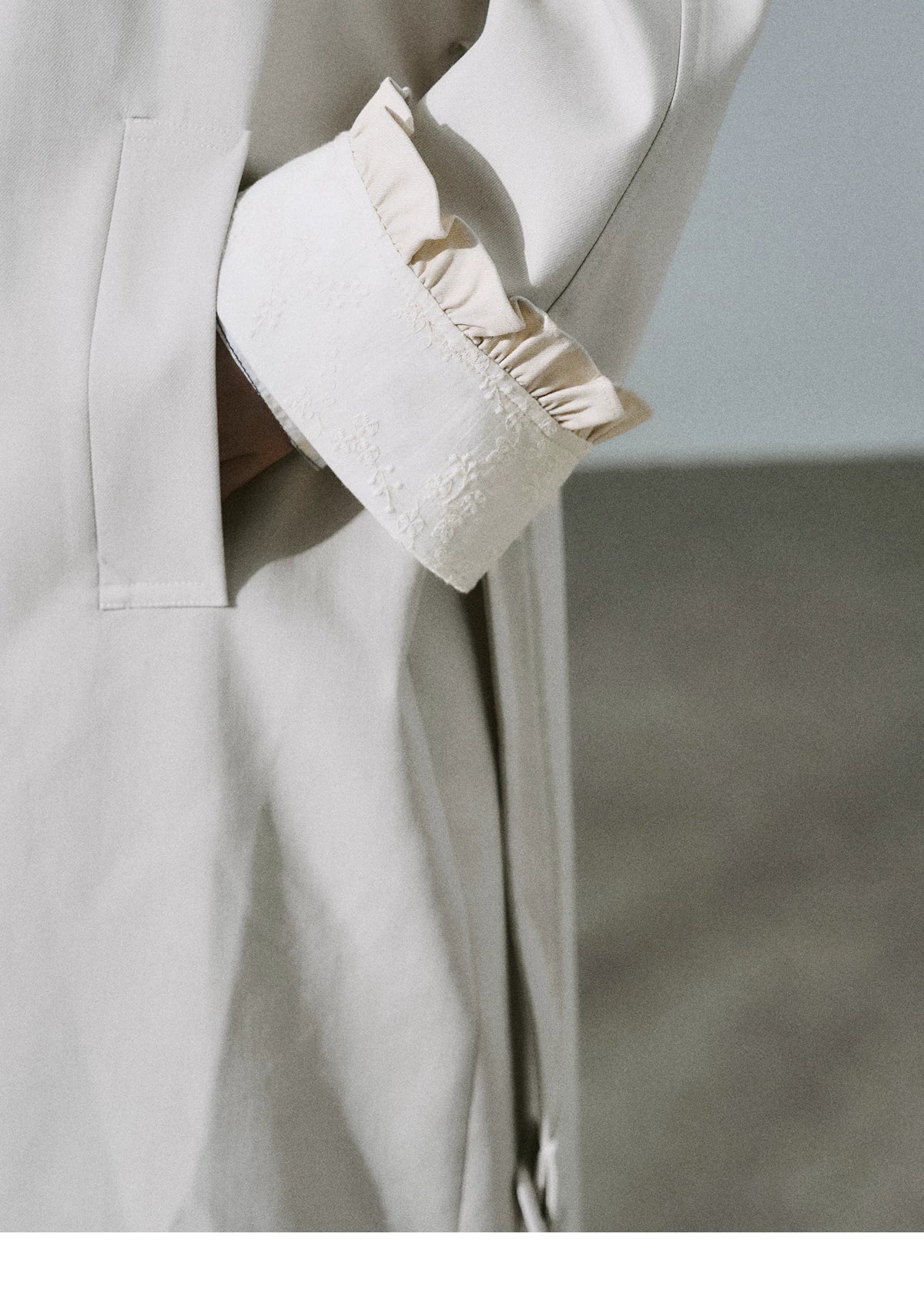Lyocell Cotton Flower Bud Patchwork Ruffle Coat