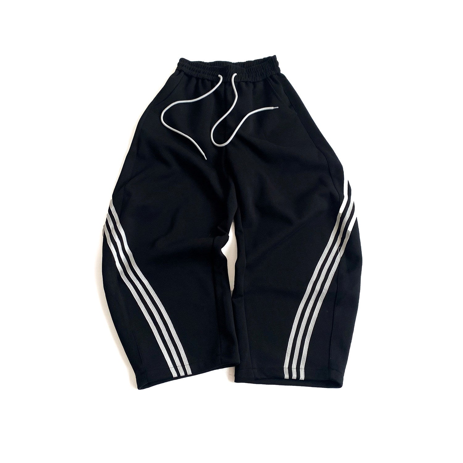 Stripe Contrast Drawstring Wide Leg Sweatpants