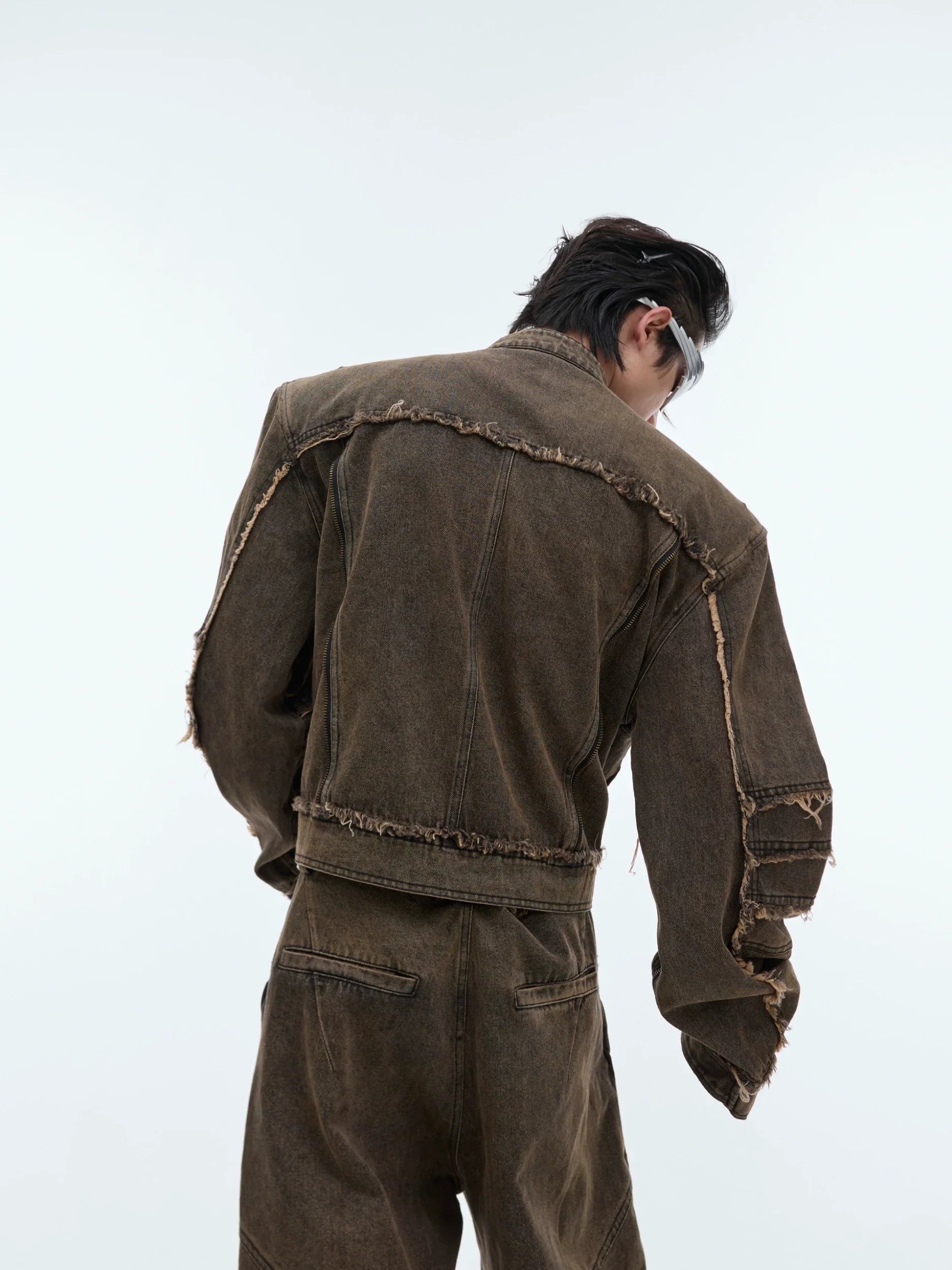 Washed Shoulder Pad Denim Jacket & Denim Jeans Setup