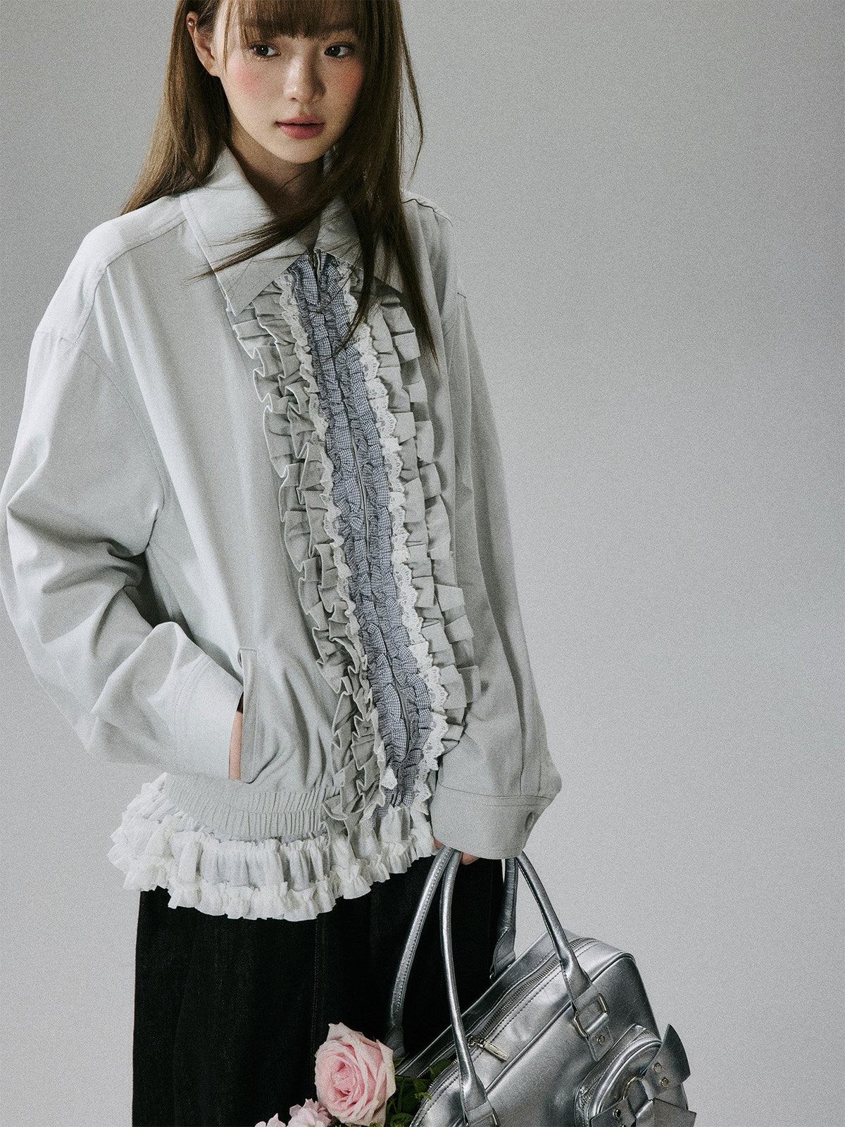 Ruffled Lace Detail Jacket
