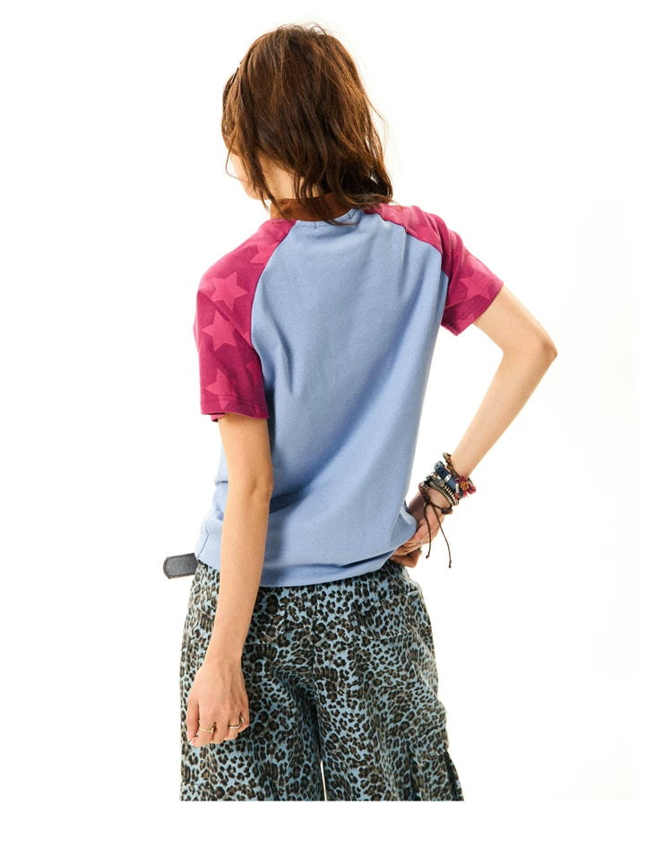 Raglan Sleeve Letter Print Fitted Short Sleeve T-Shirt