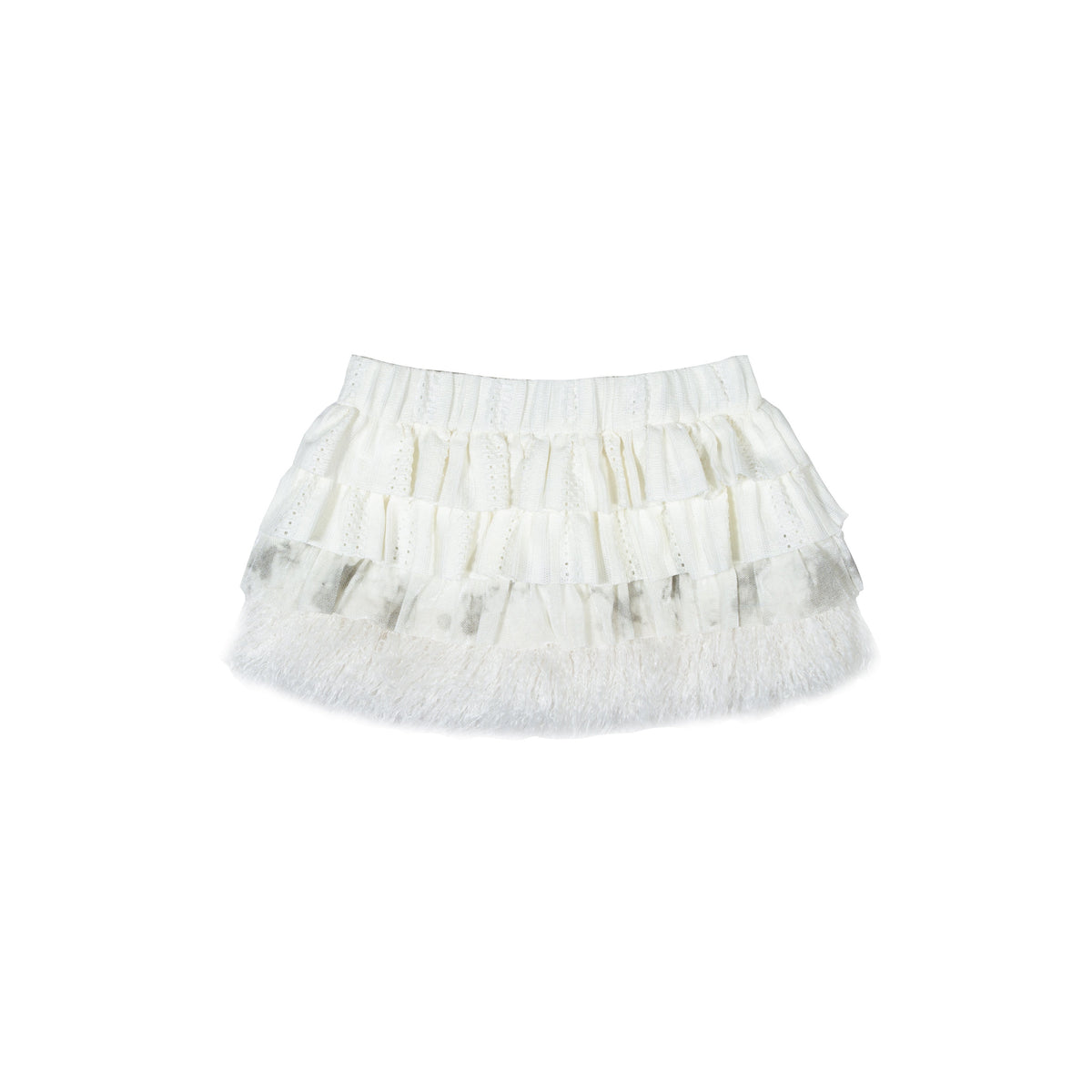 Multi-Layered Patchwork Fake Fur Cake Skirt