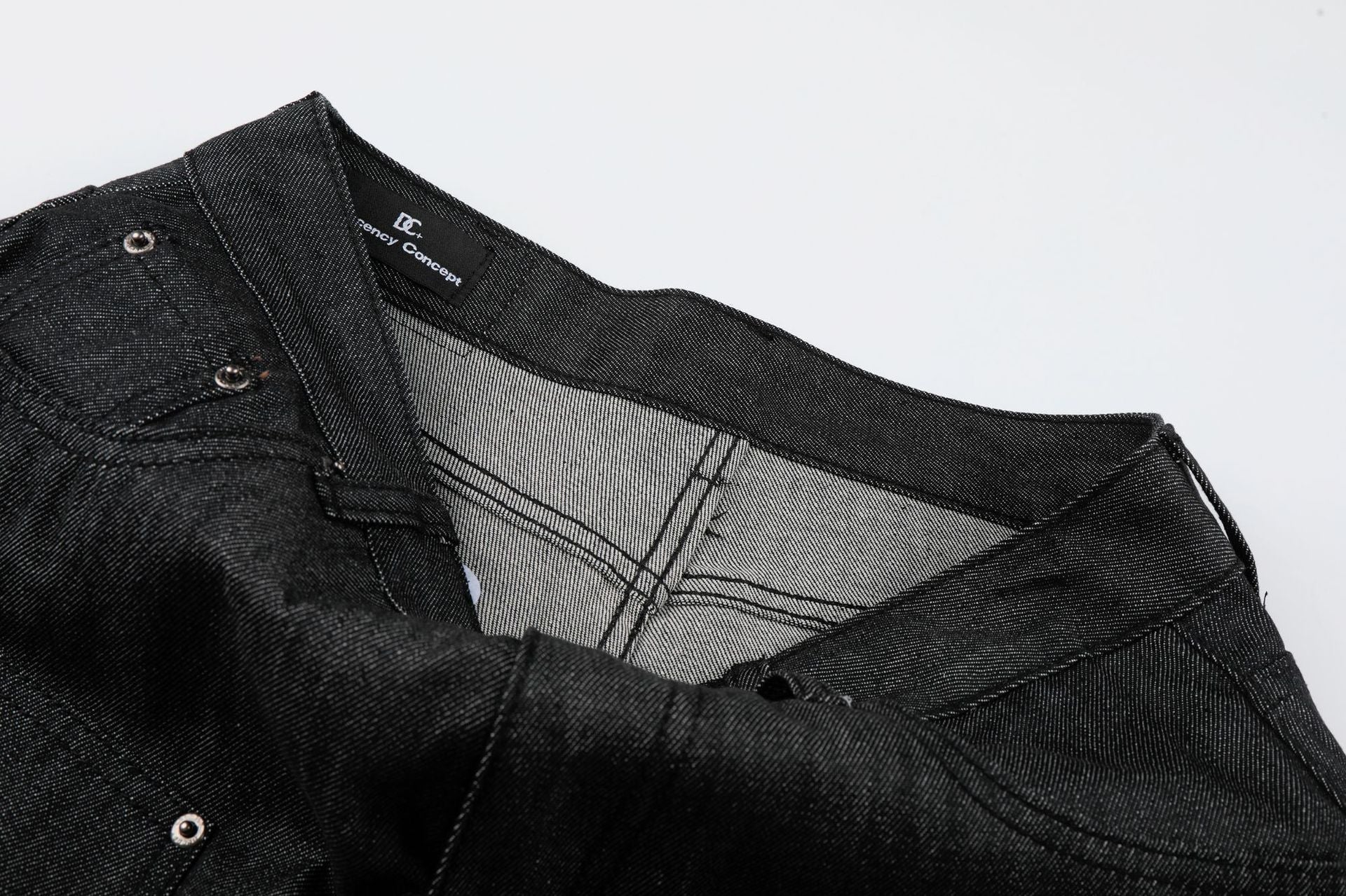 Raw Denim Rivet Wide Leg Jort