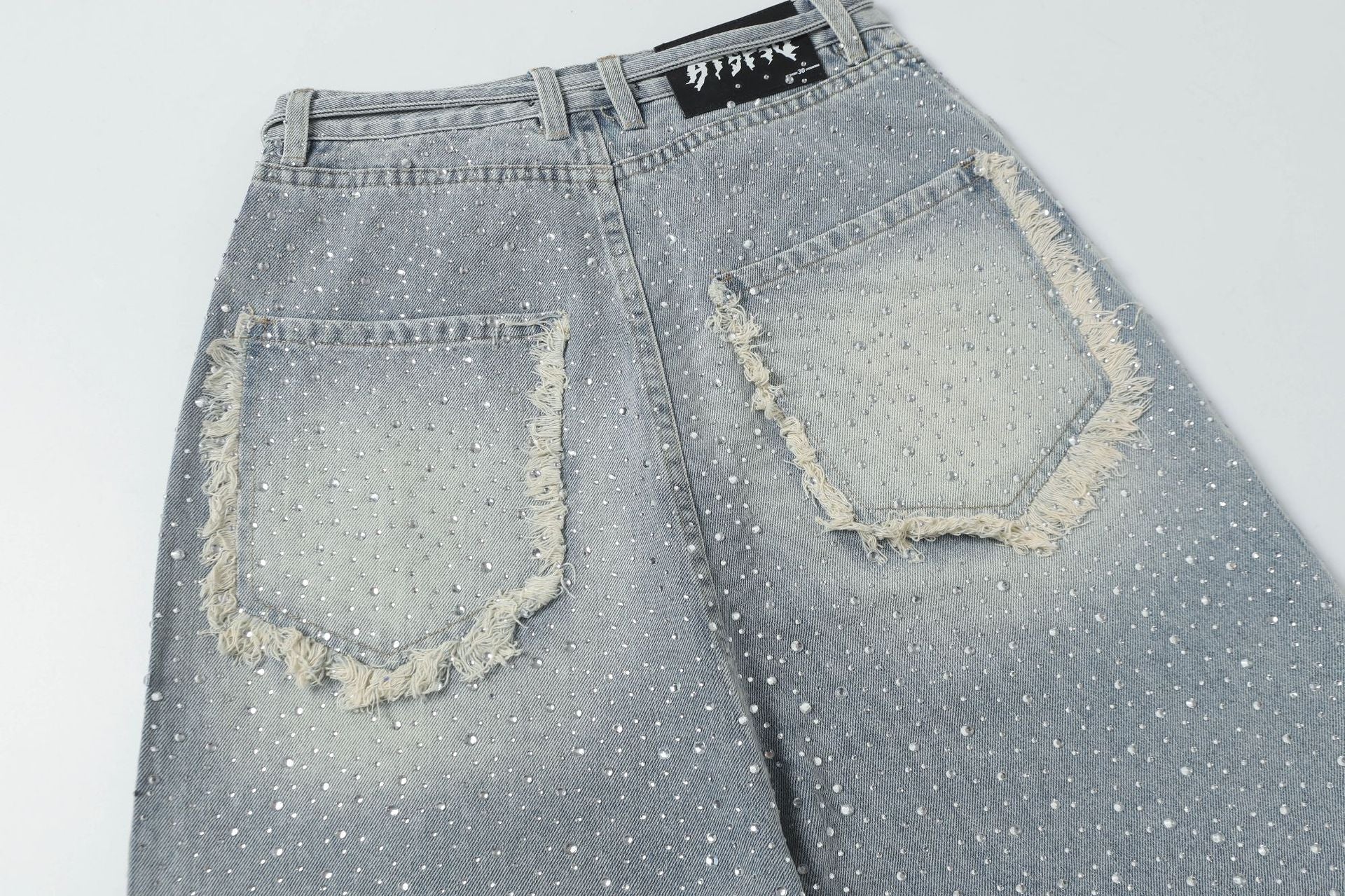 Fringe Rhinestone Wide Leg Jort