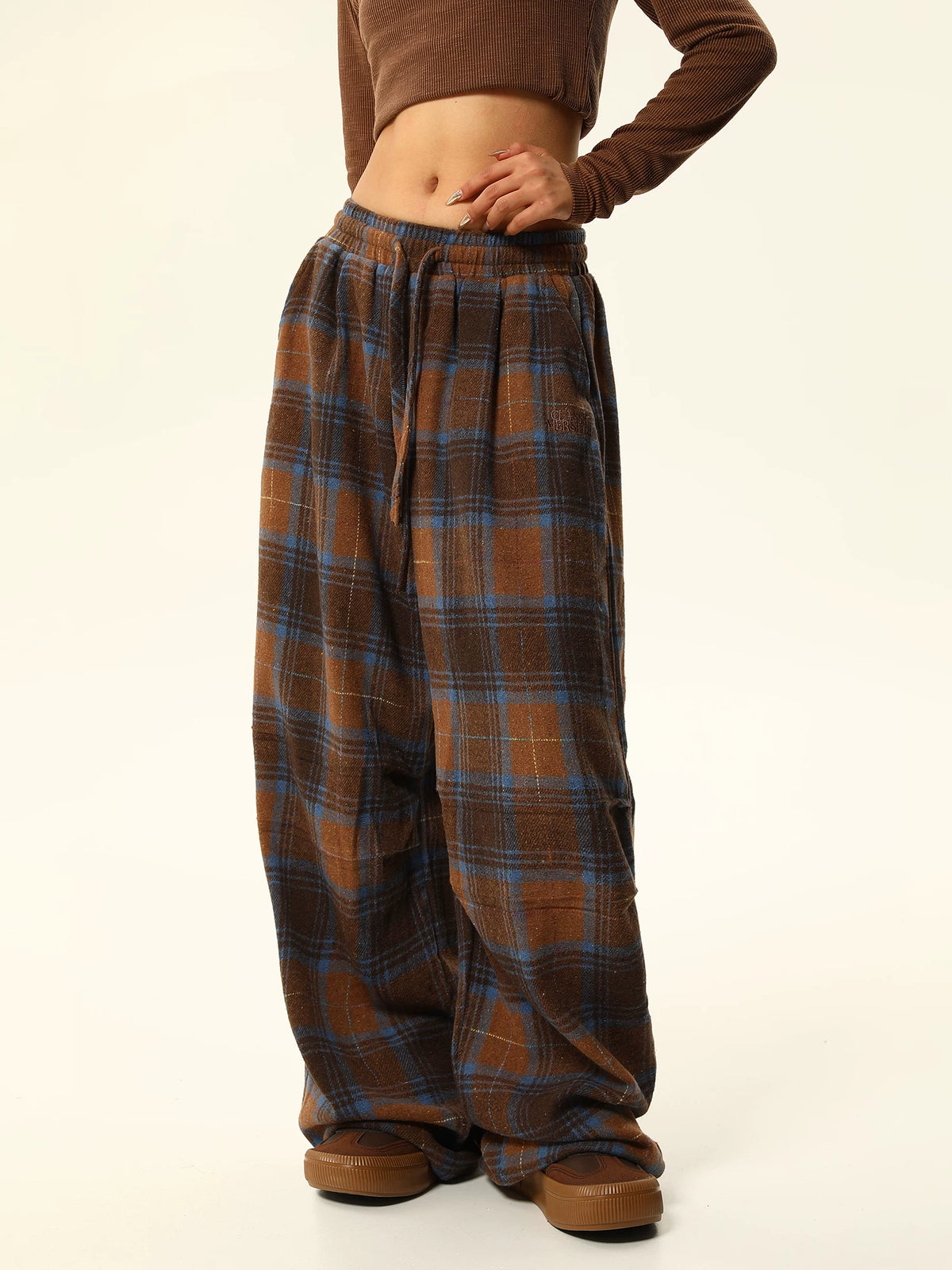 Retro Plaid Casual Pants