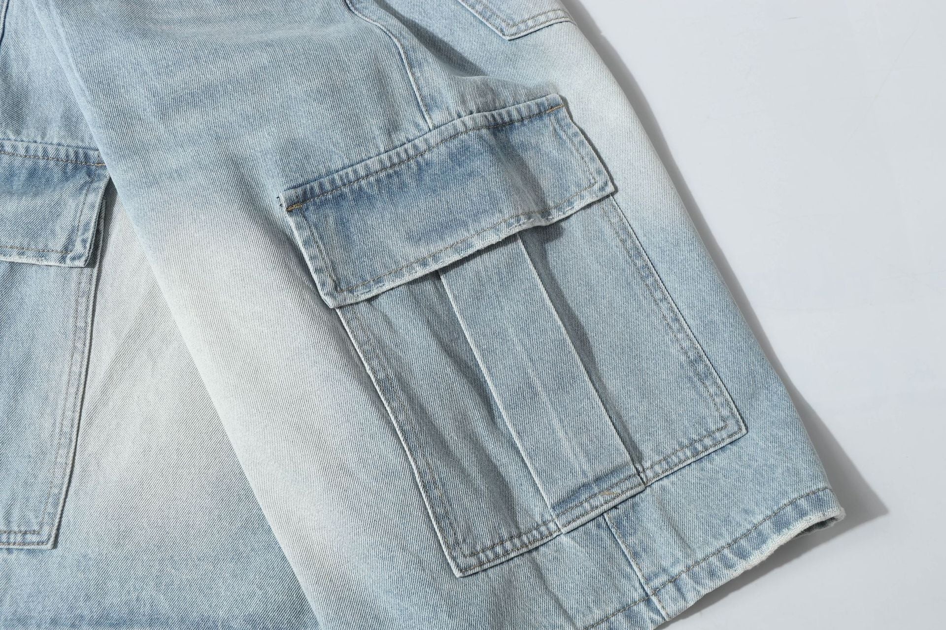 Washed Multi-Pocket Denim Jort