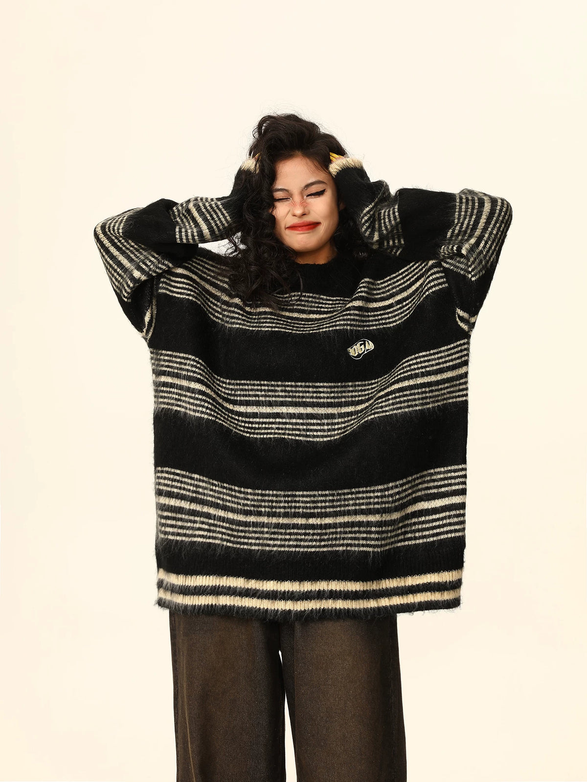 Oversized Striped Knit Sweater