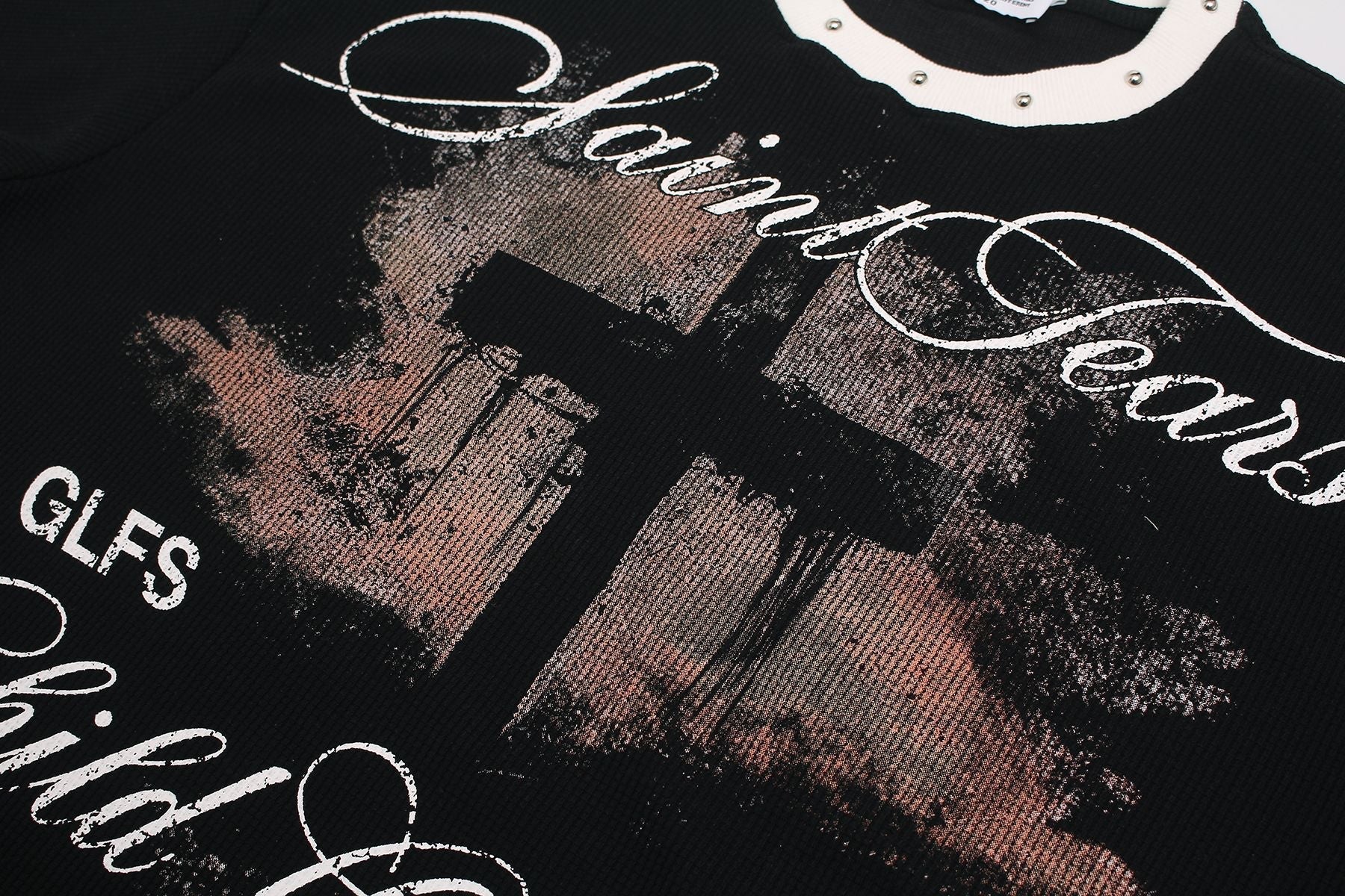 Waffle Graffiti Print Oversize Short Sleeve T-Shirt