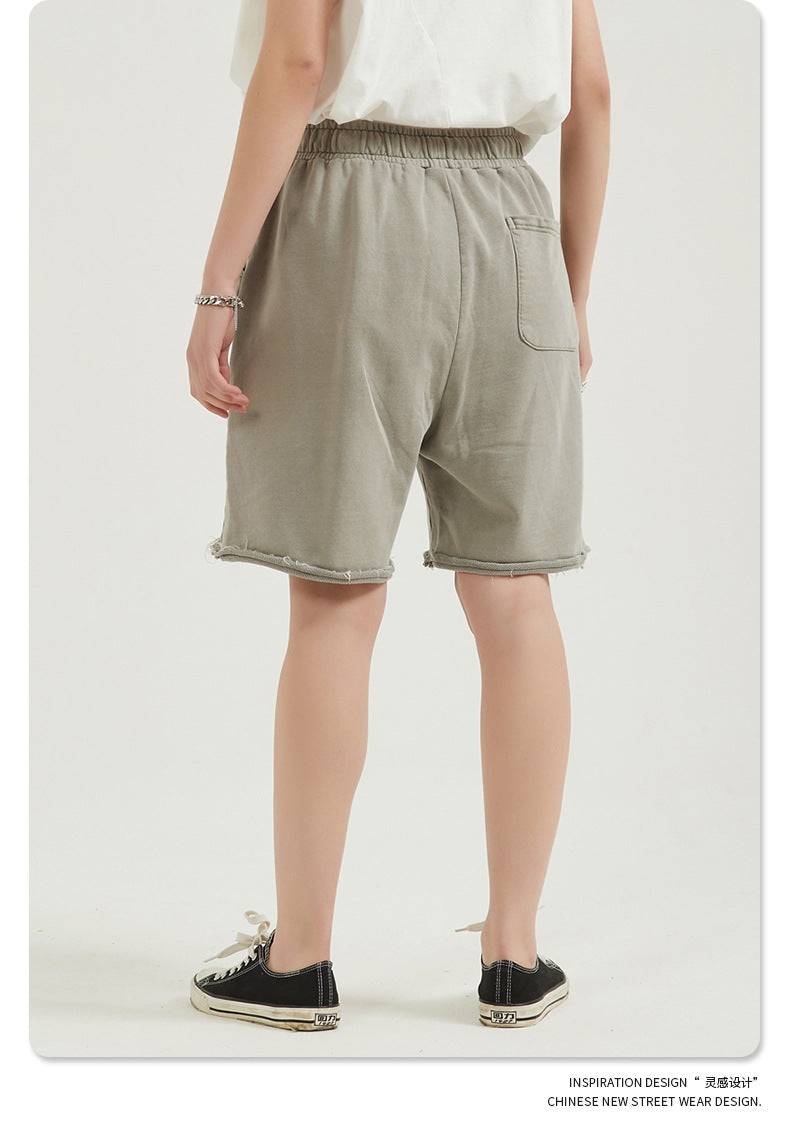 Washed Vintage Raw Edge Short Sweatpants