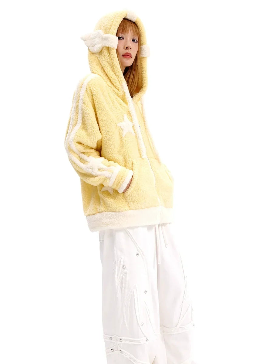 Angel Design Boa Zipper Hoodie