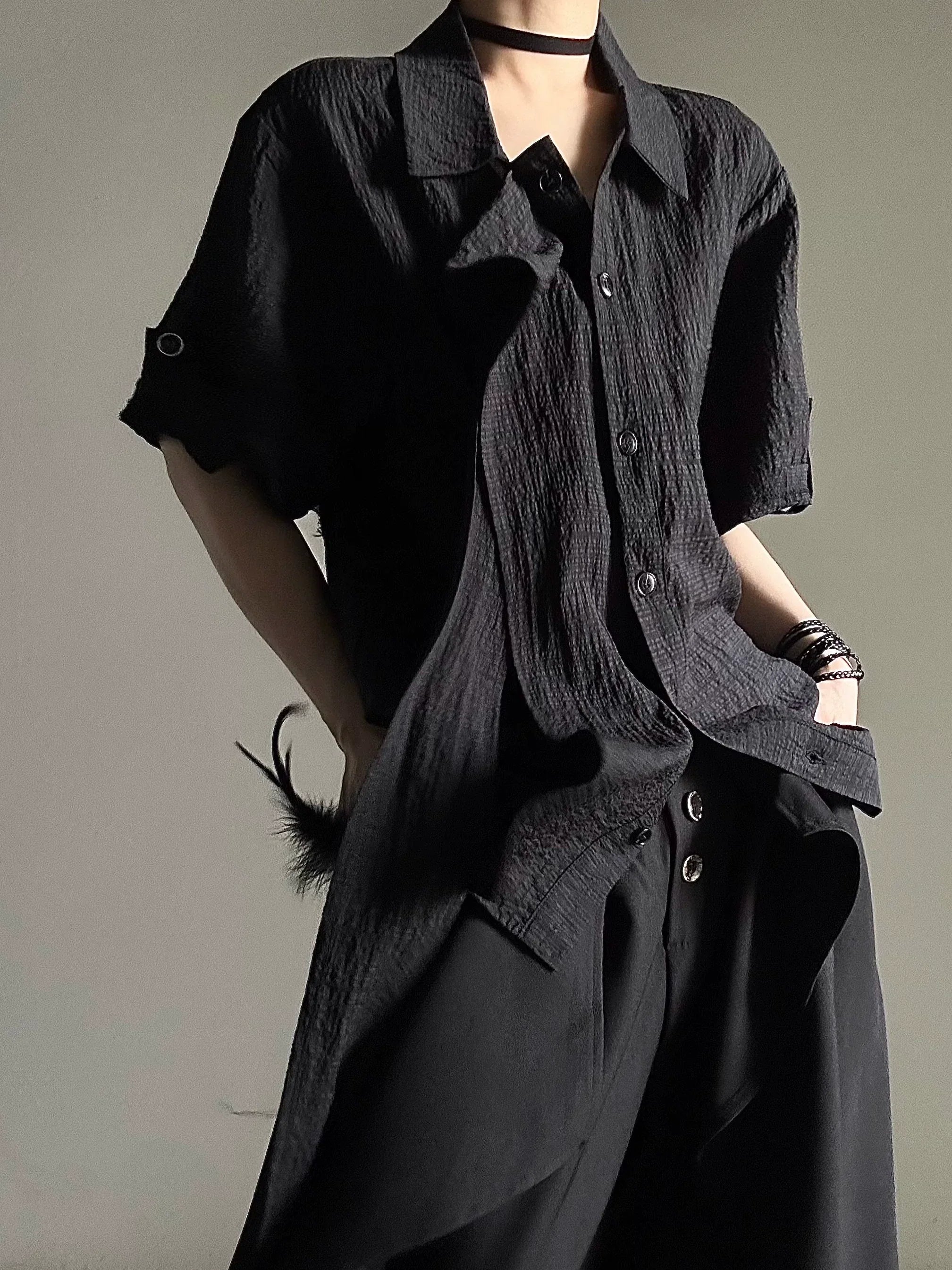 Design Strap Short Sleeve Shirt