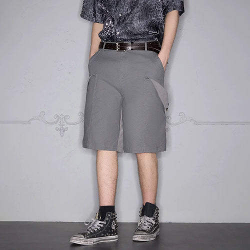 Patchwork Pocket Design Short - gray / M