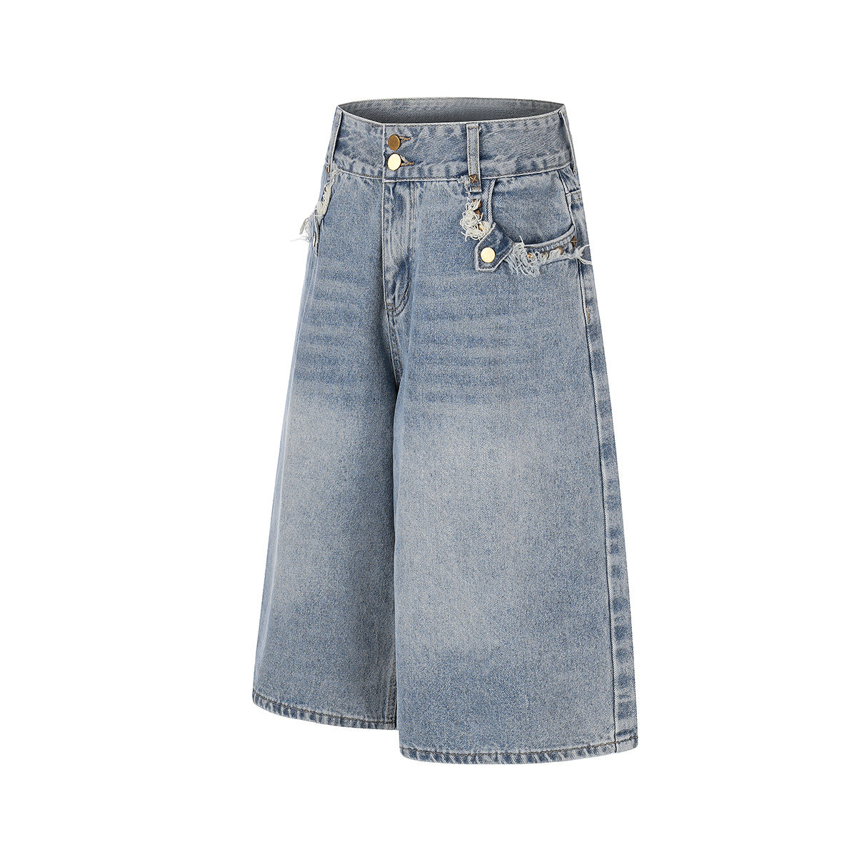 Fringe Studs Denim Jort