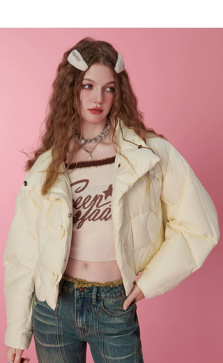 Short Thick White Duck Down Jacket