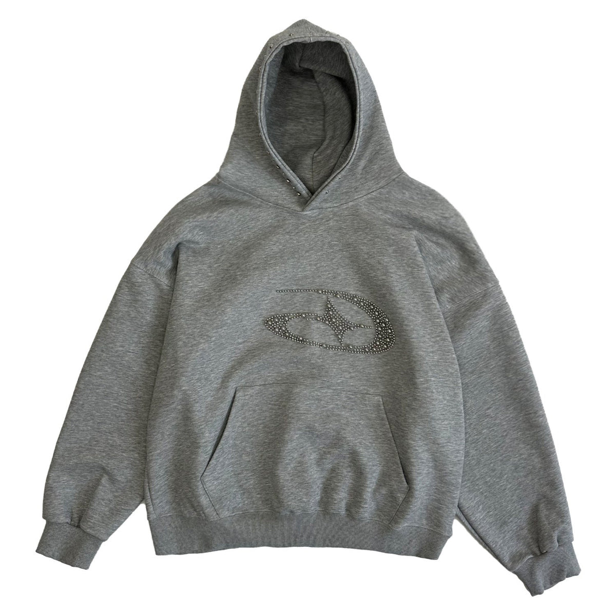 Studded Beaded Design Oversize Pullover Hoodie
