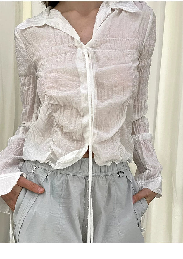 Strap Design Bubble Long Sleeve Shirt