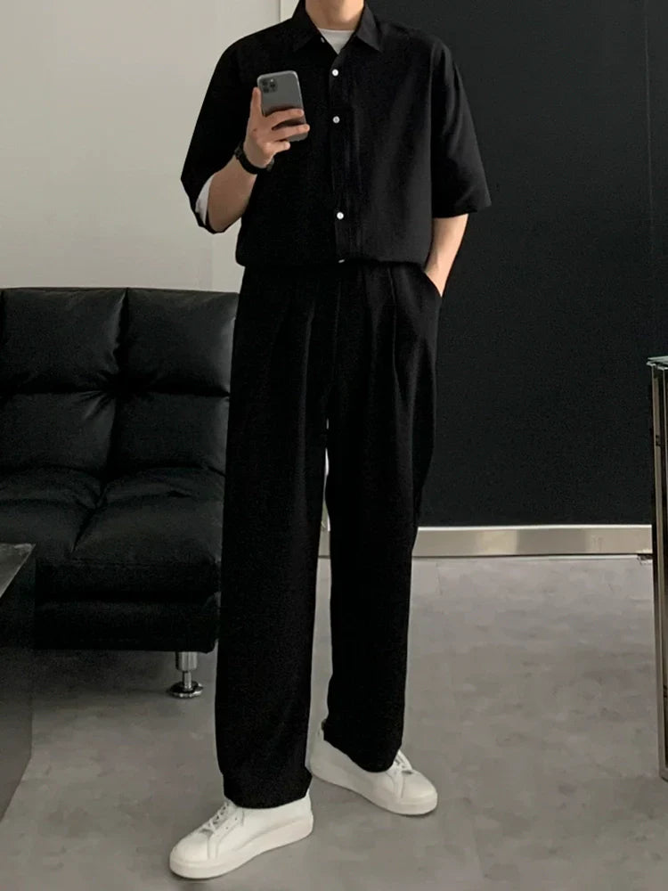 Lapel Solid Color Short Sleeve Shirt