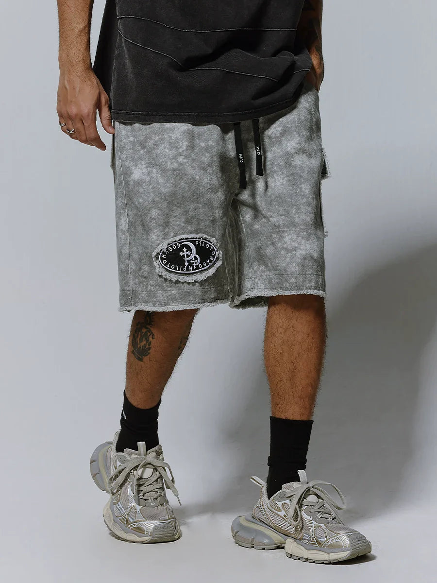 Embroidery Patch Wide Leg Cargo Short