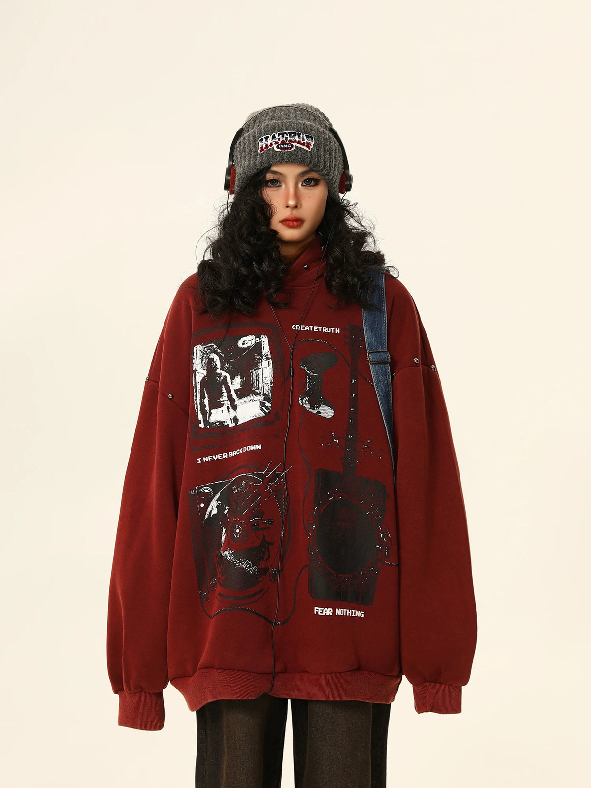 Oversized Burgundy Vintage Hoodie