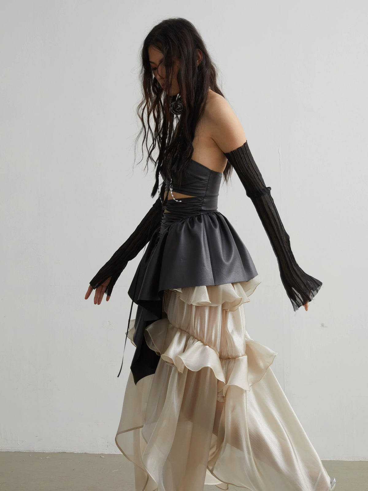 Bear Shoulder PU Leather Dress