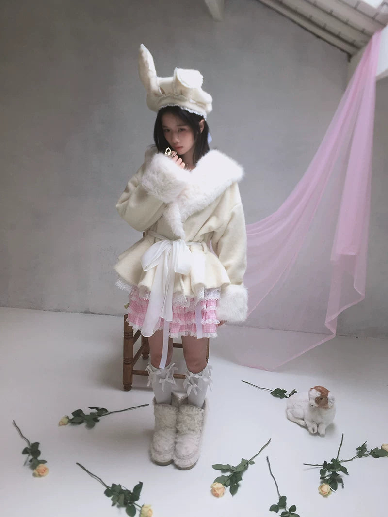 Wire Bunny Ear Lace Beret Hat