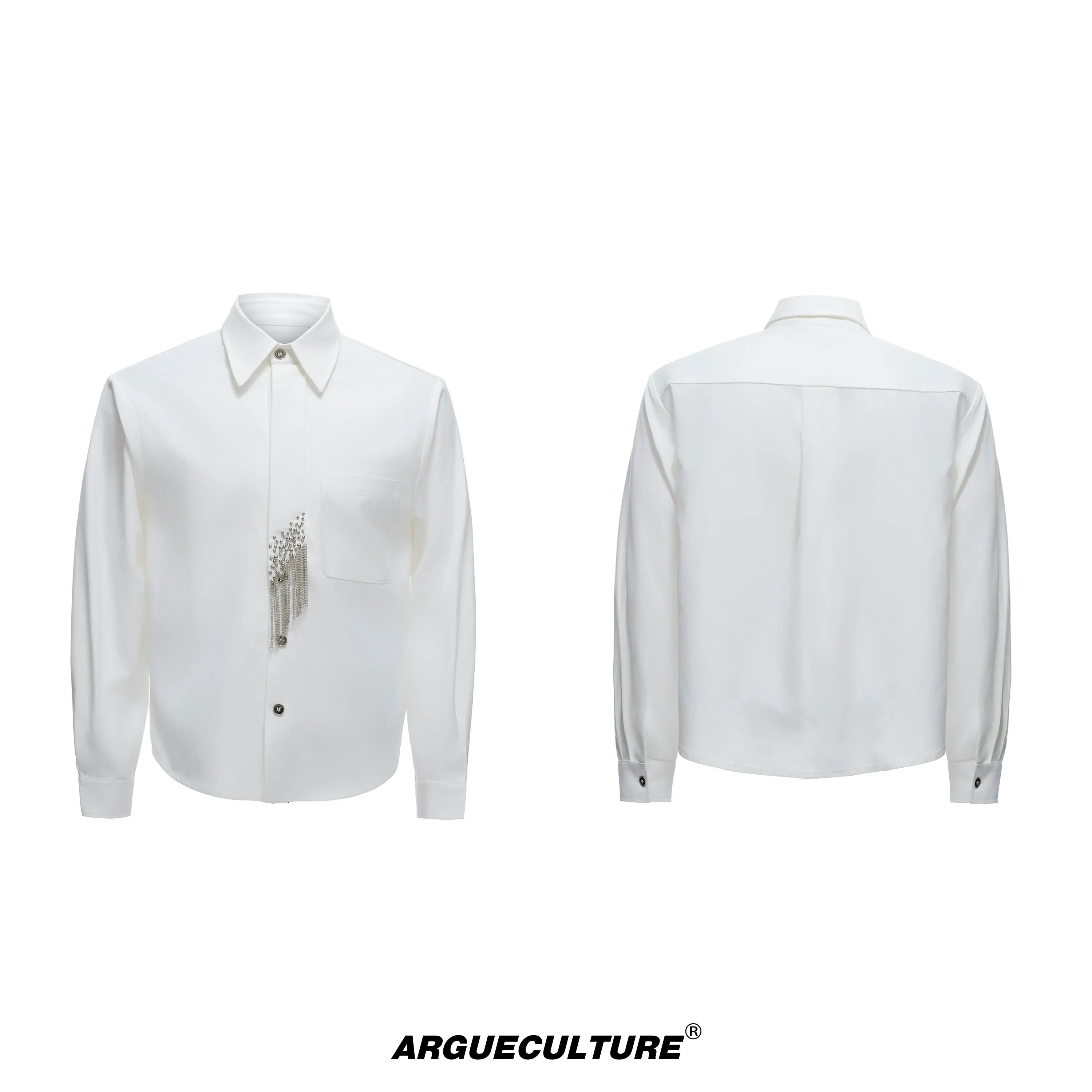 Plain Color Long Sleeve Shirt & Tie