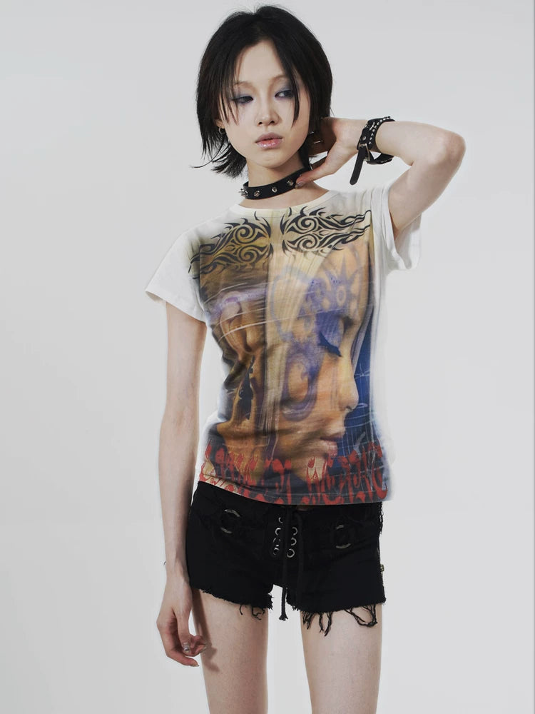 Tattoo Face Girl Short Sleeve T-Shirt