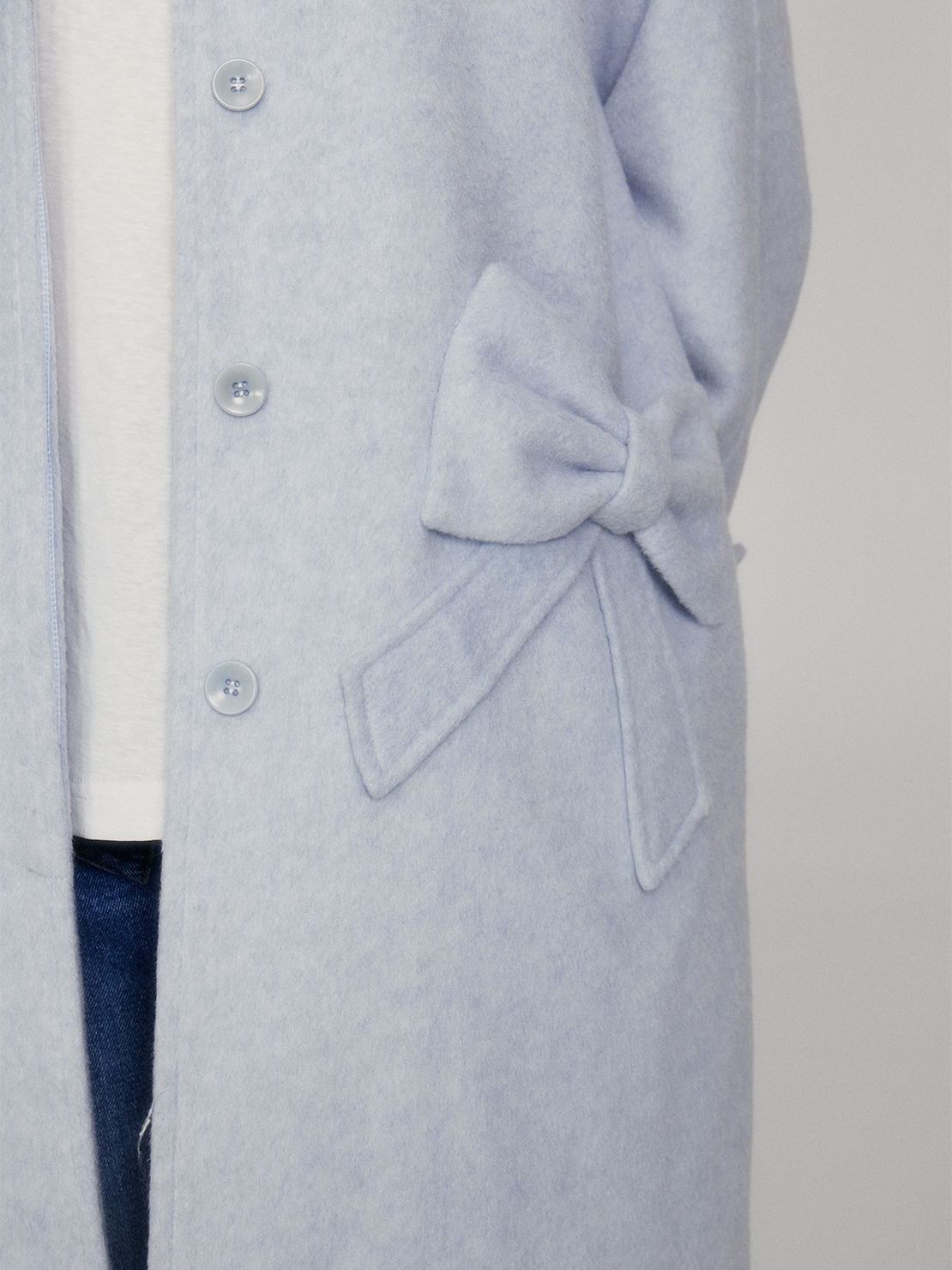 Lace Collar And Ribbon-Detail Coat