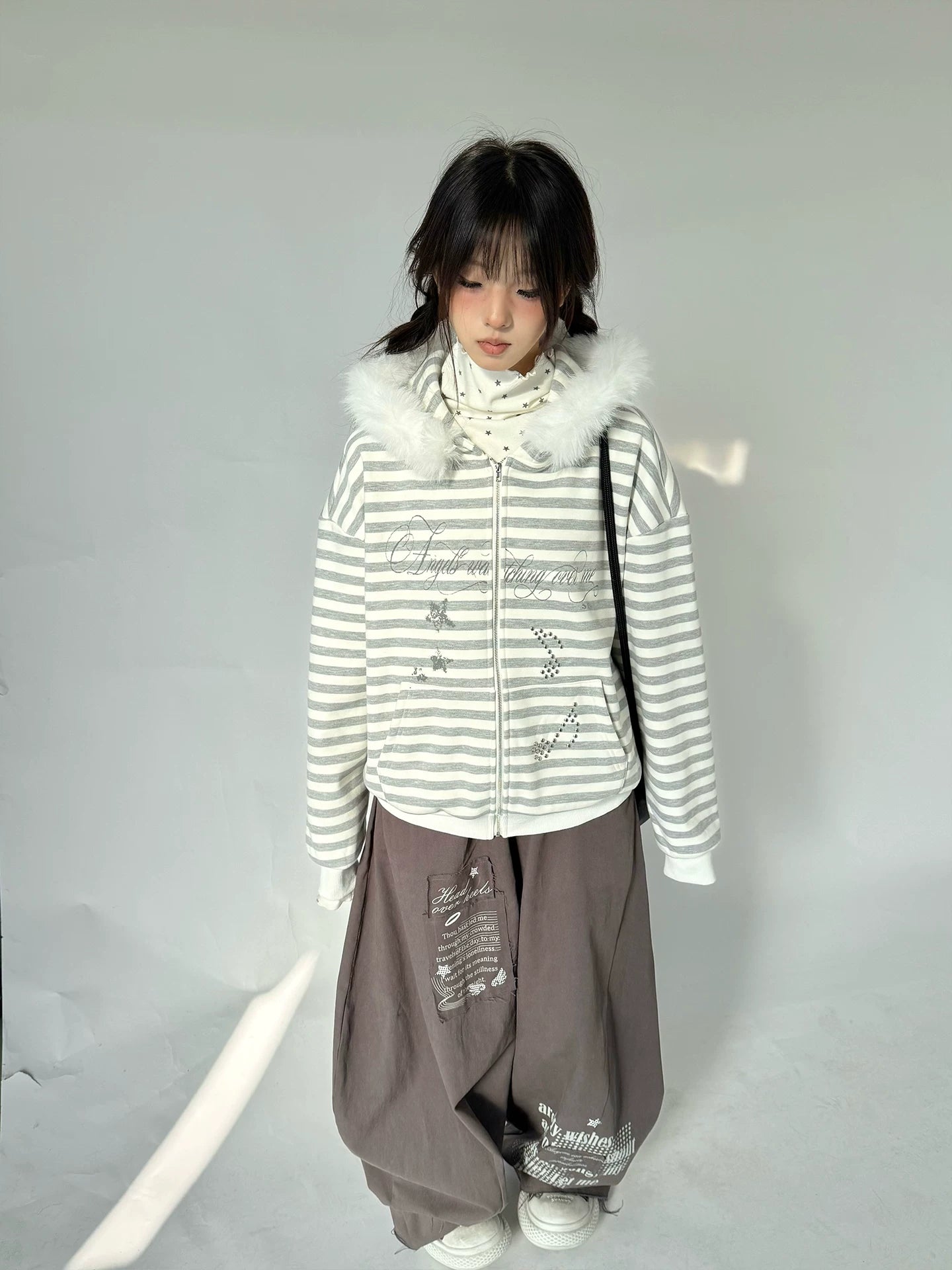 Detachable Fur Collar Fleece Lining Hooded Jacket