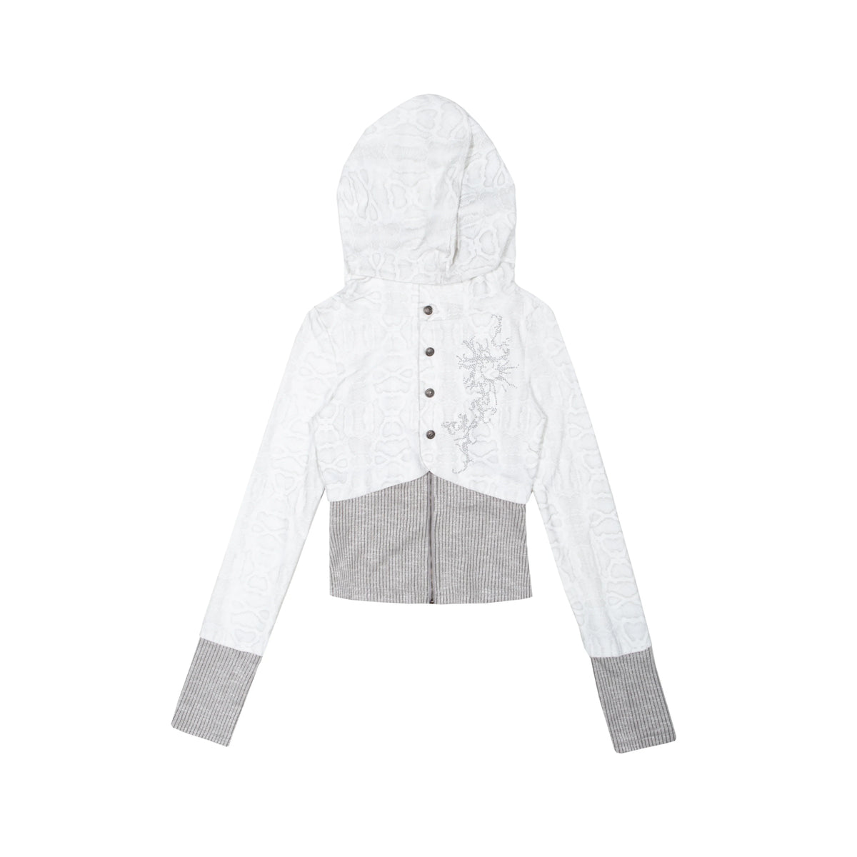 Fake Layered Long Sleeve Hooded Knit Cardigan