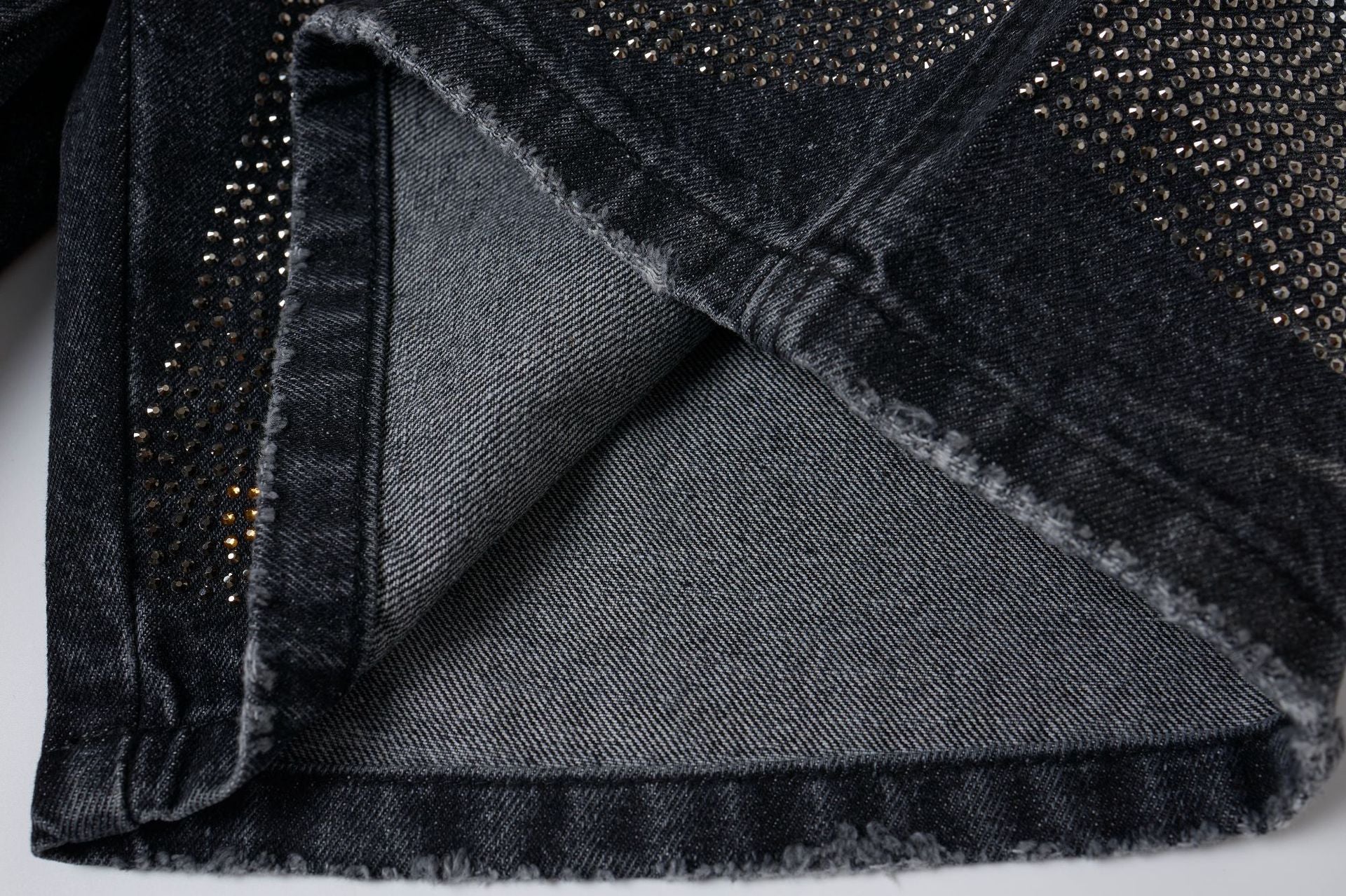 Rhinestone Camouflage Wash Denim Jort