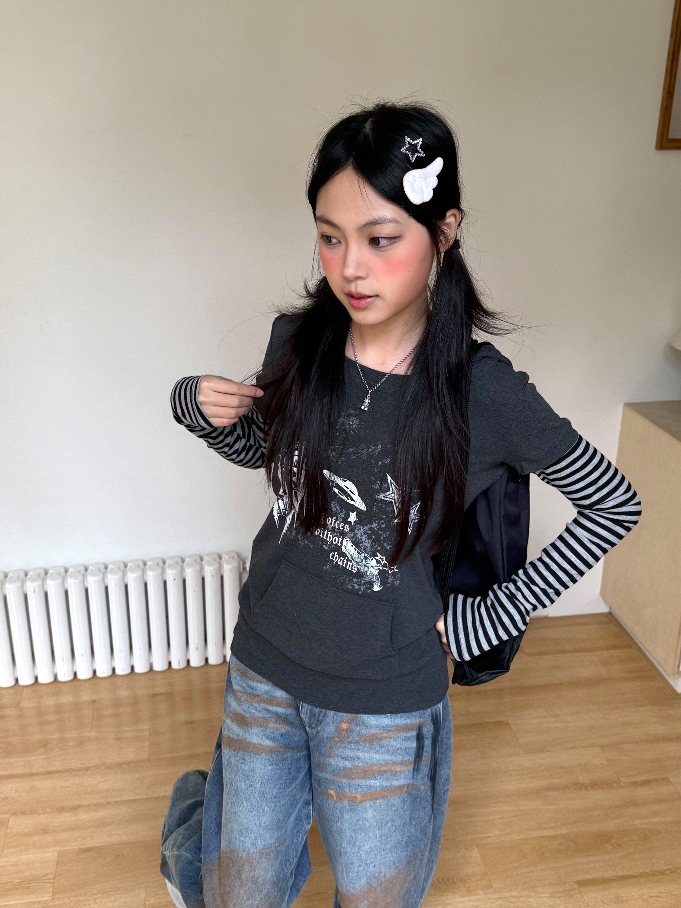 Stripe Patchwork Pullover Hoodie