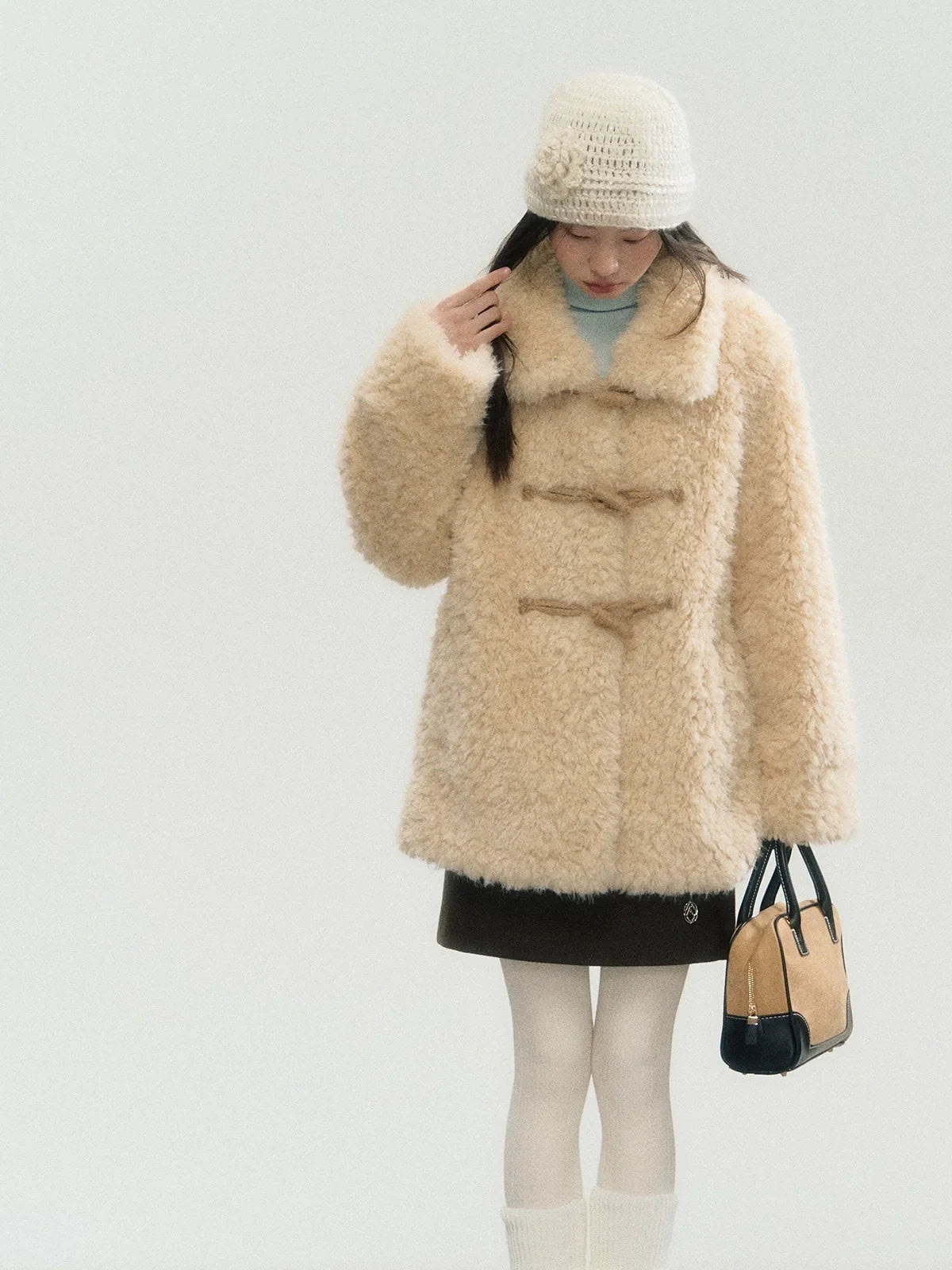 Fake Fur Turn-Down Collar Jacket