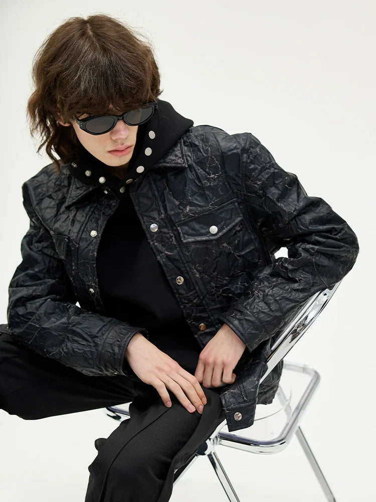 Wrinkle PU Leather Jacket