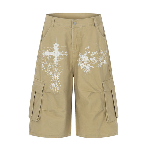 Bermudas cargo de pierna ancha con efecto lavado - Beige / S