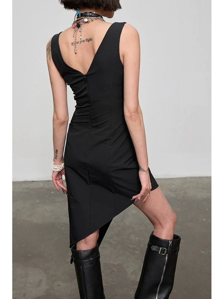 Tank Top Dress With Irregular Hem Length