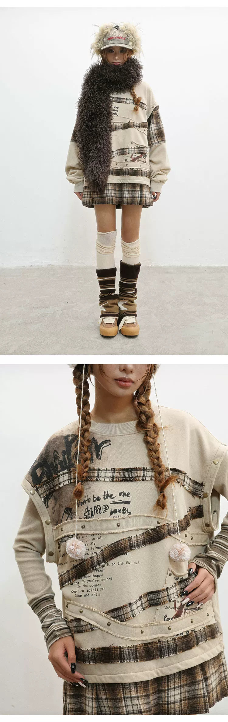 Wasteland Print Detachable Sleeve Sweatshirt