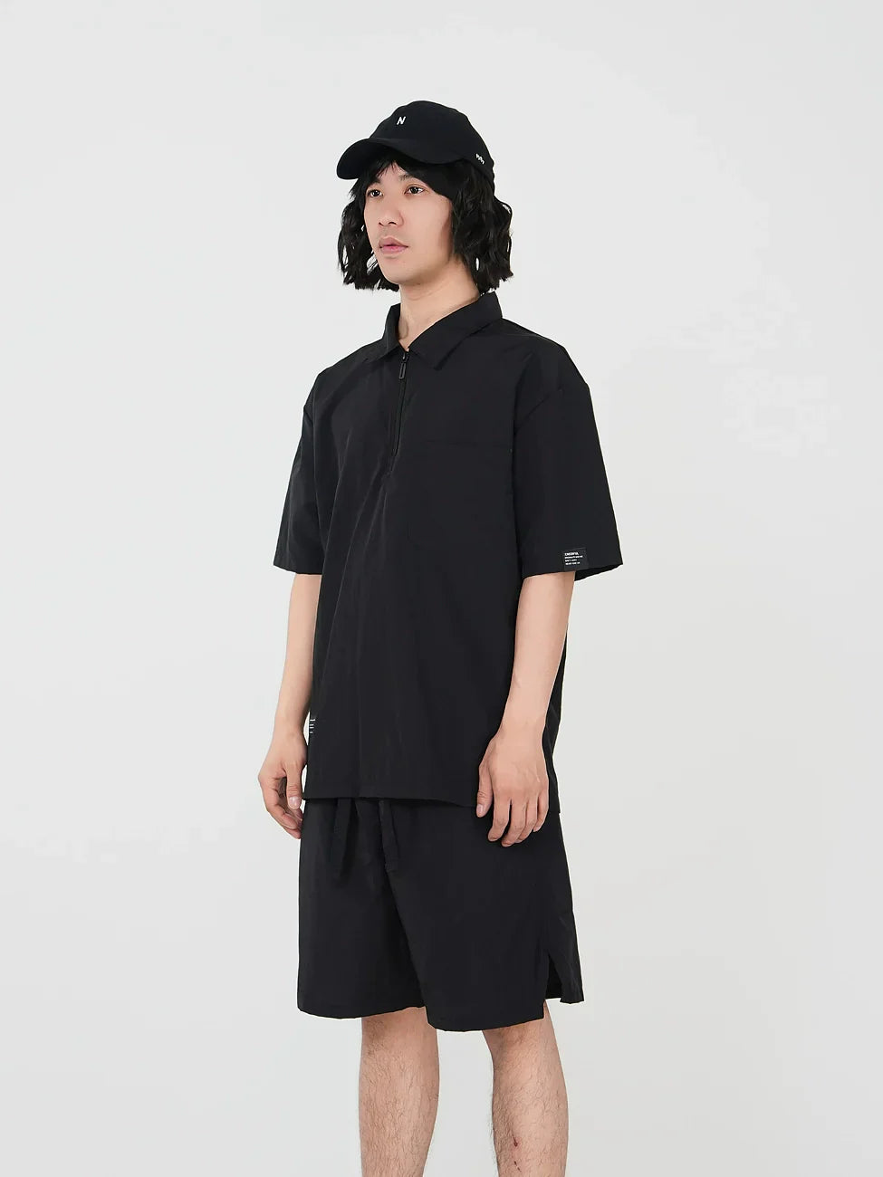 Quick-Dry Half-Zip Short Sleeve T-Shirt & UPF Sun Protection Short Set