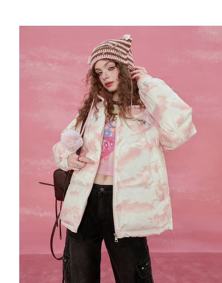 Oversize High-Neck White Duck Down Jacket