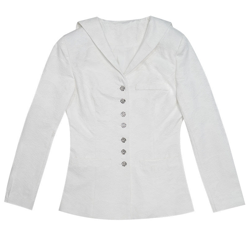 Rose Jacquard Sailor Collar Jacket